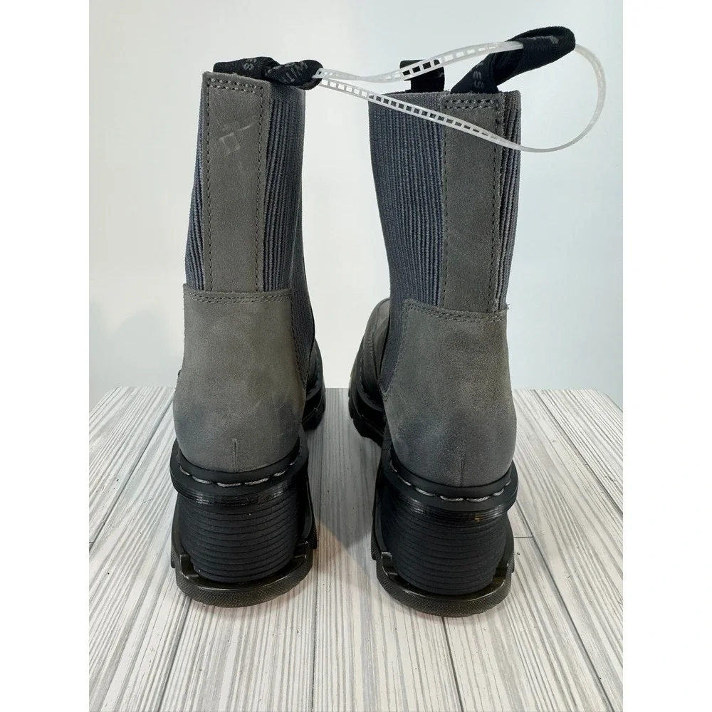 Dr.Martens Corran Chelsea Waxy Boots Grey Suede Heeled Platform Lug Sole Wmns 10